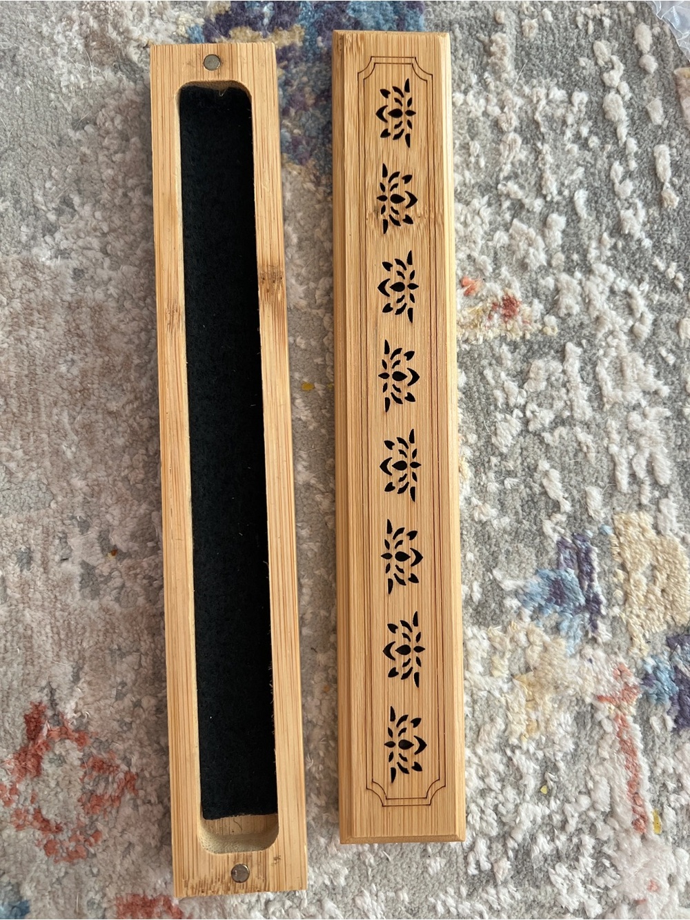 Bamboo Carved Incense Holder Box - Natural Wood